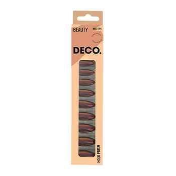 Набор накладных ногтей DECO. HOLO PRISM coffee 24 шт + клеевые стикеры 24 шт
