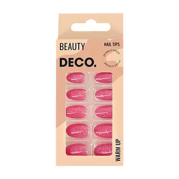 Набор накладных ногтей DECO. WARM UP sparkle 24 шт + клеевые стикеры 24 шт