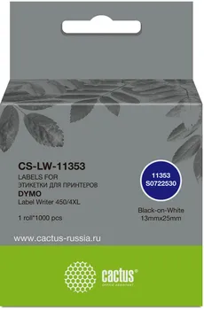 Этикетка Cactus, прямая термопечать, 13x25 мм., втулка: 2.5 см, 1000 шт., бумага 1 шт. (CS-LW-11353)