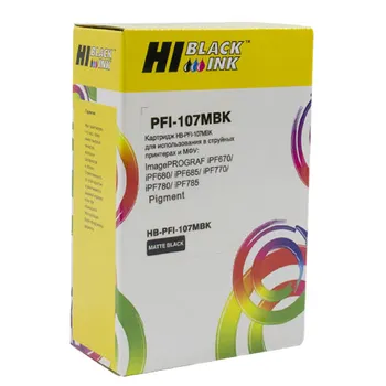 Картридж струйный Hi-Black HB-PFI-107MBK (PFI-107MBK/6704B001), черный матовый, совместимый, 130 мл, для Canon imagePROGRAF iPF680/iPF685/iPF780/iPF785