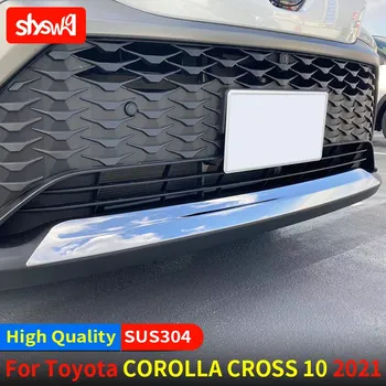 Хромированная накладка на передний бампер для Toyota Corolla Cross 2021, нержавеющая сталь, металлик, серебро, Стайлинг, автомобильные внешние аксессуары