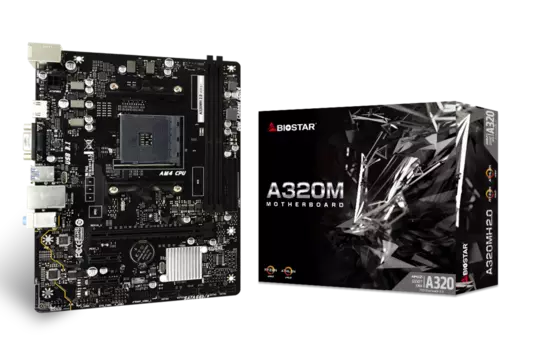 Материнская плата Biostar A320MH 2.0, SocketAM4, AMD A320, 2xDDR4, PCI-Ex16, 4SATA3, 7.1-ch, GLAN, 4 USB 3.2, VGA, HDMI, mATX, Retail