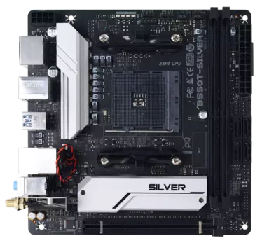 Материнская плата Biostar B550T-SILVER, SocketAM4, AMD B550, 2xDDR4, PCI-Ex16, 4SATA3, 7.1-ch, 2.5GLAN, 7USB 3.2, USB Type-C, HDMI, DisplayPort, mini-ITX, Retail