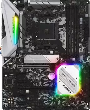 Материнская плата ASRock B450 STEEL LEGEND, SocketAM4, AMD B450, 4xDDR4, 2PCI-Ex16, 6SATA3, 7.1-ch, GLAN, 7 USB 3.1, 1 USB Type-C, HDMI, DP, ATX, Retail