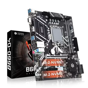Материнская плата HUANANZHI B660-D4, Socket1700, Intel B660, 2xDDR4, PCI-Ex16, 4SATA3, 5.1-ch, GLAN, 6 USB 3.2, VGA, HDMI, DP, mATX, Retail