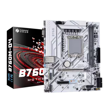 Материнская плата HUANANZHI B760M-D4-B, Socket1700, Intel B760, 2xDDR4, PCI-Ex16, 4SATA3, 5.1-ch, GLAN, 4 USB 3.2, VGA, HDMI, DP, mATX, Retail