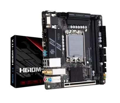 Материнская плата HUANANZHI H610M-ITX, Socket1700, Intel H610, 2xDDR4, PCI-Ex16, 4SATA3, 5.1-ch, GLAN, 4 USB 3.2, VGA, HDMI, DP, mini-ITX, Retail