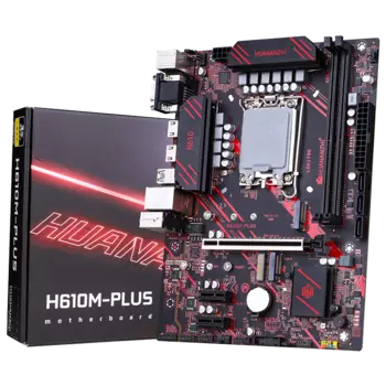 Материнская плата HUANANZHI H610M-PLUS, Socket1700, Intel H610, 2xDDR4, PCI-Ex16, 3SATA3, 5.1-ch, GLAN, 4 USB 3.2, VGA, HDMI, DP, mATX, Retail