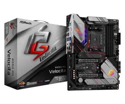 Материнская плата ASRock B550 PG VELOCITA, SocketAM4, AMD B550, 4xDDR4, 2PCI-Ex16, 6SATA3, 7.1-ch, 2.5GLAN, 5 USB 3.2, 2 USB Type-C, HDMI, ATX, Retail