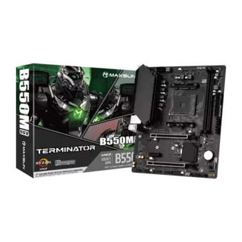 Материнская плата MaxSun Terminator B550M 2.5G, SocketAM4, AMD B550, 2xDDR4, PCI-Ex16, 4SATA3, 5.1-ch, 2.5GLAN, 4 USB 3.2, VGA, HDMI, mATX, Retail