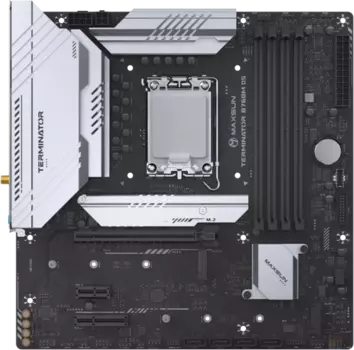 Материнская плата MaxSun Terminator B760M D5 WiFi6E, Socket1700, Intel B760, 4xDDR5 DIMM, PCI-Ex16, 4SATA3, 5.1-ch, 2.5GLAN, 4 USB 3.2, 1 USB Type-C, HDMI, DP, mATX, Retail