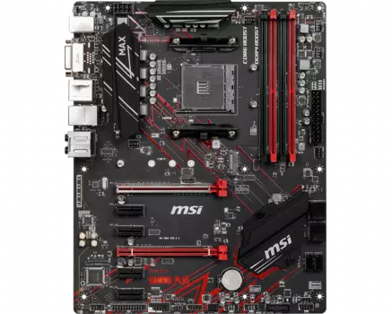 Материнская плата MSI B450 GAMING PLUS MAX, SocketAM4, AMD B450, 4xDDR4, 2PCI-Ex16, 6SATA3, 7.1-ch, GLAN, 6 USB 3.1, DVI, HDMI, ATX, Retail