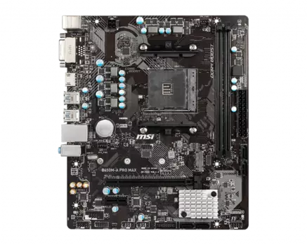 Материнская плата MSI B450M-A PRO MAX, SocketAM4, AMD B450, 2xDDR4, PCI-Ex16, 4SATA3, 7.1-ch, GLAN, 8USB 3.2, DVI, HDMI, mATX, Retail