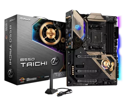 Материнская плата ASRock B550 TAICHI, SocketAM4, AMD B550, 4xDDR4, 3PCI-Ex16, 8SATA3, 7.1-ch, 2.5GLAN, 9 USB 3.2, 2 USB Type-C, HDMI, DP, ATX, Retail