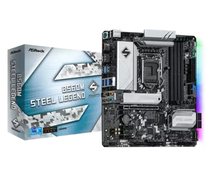 Материнская плата ASRock B560M STEEL LEGEND, Socket1200, Intel B560, 4xDDR4, PCI-Ex16, 6SATA3, 7.1-ch, 2.5GLAN, 6USB 3.2, USB Type-C, HDMI, DisplayPort, mATX, Retail