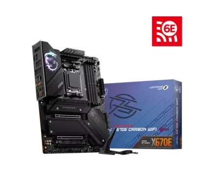 Материнская плата MSI MPG X670E CARBON WIFI, AM5, AMD X670, 4xDDR5 DIMM, 3PCI-Ex16, 6SATA3, 7.1-ch, 2.5GLAN, 10 USB 3.2, 2 USB Type-C, HDMI, DP, Type-C DP, ATX, Retail