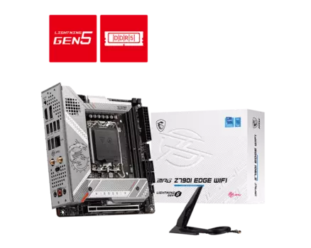 Материнская плата MSI MPG Z790I EDGE WIFI, Socket1700, Intel Z790, 2xDDR5 DIMM, PCI-Ex16, 4SATA3, 7.1-ch, 2.5GLAN, 8 USB 3.2, 2 USB Type-C, HDMI, DP, mini-ITX, Retail