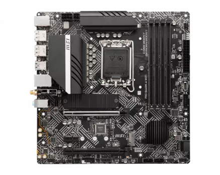 Материнская плата MSI PRO B660M-A WIFI, Socket1700, Intel B660, 4xDDR5 DIMM, 2PCI-Ex16, 4SATA3, 7.1-ch, 1х2,5 Гбит/с, 6 USB 3.2, 1 USB Type-C, HDMI, DP, mATX, Retail