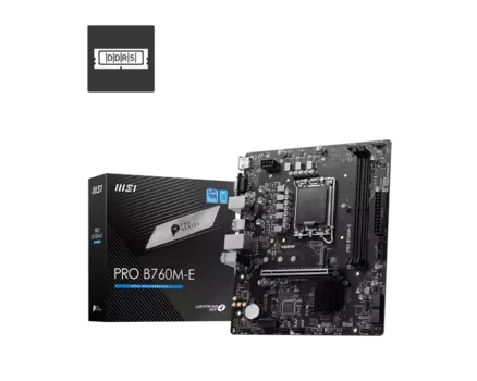 Материнская плата MSI PRO B760M-E, Socket1700, Intel B760, 2xDDR5 DIMM, PCI-Ex16, 4SATA3, 7.1-ch, GLAN, 4 USB 3.2, VGA, HDMI, mATX, Retail