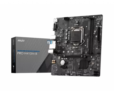 Материнская плата MSI PRO H410M-B, Socket1200, Intel H510, 2xDDR4, PCI-Ex16, 4SATA3, 7.1-ch, GLAN, 2 USB 3.2, VGA, HDMI, mATX, Retail