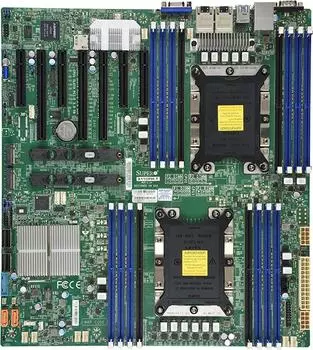 Материнская плата Supermicro X11DPH-T, 2xSocket3647, iC622, 16xDDR4, 3PCI-Ex16, 4PCI-Ex8, 2xM.2-PCI-E, 10SATA3 RAID 0/1/5/10, 2x10GLAN, 7xUSB 3.0, VGA, E-ATX, Retail (MBD-X11DPH-T-O)