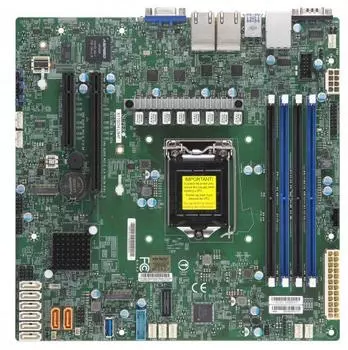 Материнская плата Supermicro X11SCH-LN4F, 1xSocket1151v2, iC246, 4xDDR4, PCI-Ex16, PCI-Ex8, 2xM.2-PCI-E, 8SATA3 RAID 0/1/5/10, 4GLAN, IPMI, 6xUSB 2.0, 5xUSB 3.1, VGA, mATX, Bulk (MBD-X11SCH-LN4F-B)
