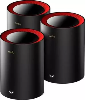 Mesh система Cudy M3000, 802.11a/b/g/n/ac/ax, 2.4/5ГГц, до 2976 Мбит/с, LAN 1x1Гбит/с, WAN 1x2.5 Гбит/с, внутренних антенн: 5, комплект 3 (M3000(3-Pack))