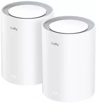 Mesh система Cudy M3000, 802.11a/b/g/n/ac/ax, 2.4/5ГГц, до 2976 Мбит/с, LAN 1x1Гбит/с, WAN 1x2.5 Гбит/с, внутренних антенн: 5, комплект 2 (M3000(2-Pack))