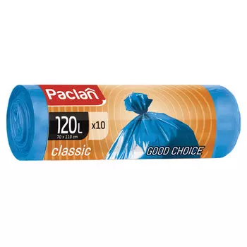 Мешки для мусора PACLAN 120л, 10шт., синий (600821)