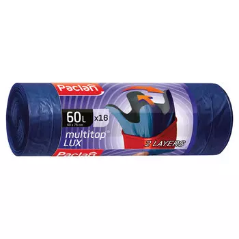 Мешки для мусора PACLAN Multitop Lux 60л, 16шт., синий (134474)