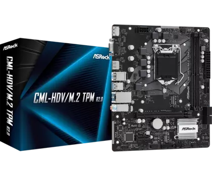 Материнская плата ASRock CML-HDV/M.2 TPM R2.0, Socket1200, Intel H370, 2xDDR4, PCI-Ex16, 4SATA3, 7.1-ch, GLAN, 8 USB 3.2, VGA, HDMI, DP, mATX, Retail