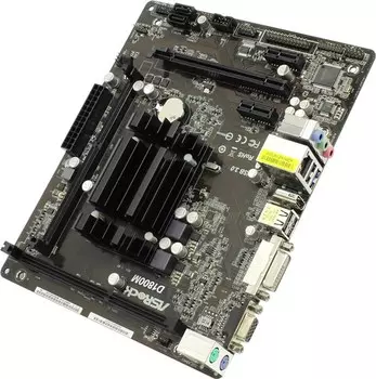 Материнская плата ASRock D1800M, SoC, Intel Celeron J1800, встроен в мат.плату, 2xDDR3, 5.1-ch, 1 USB 3.1, mATX, Retail