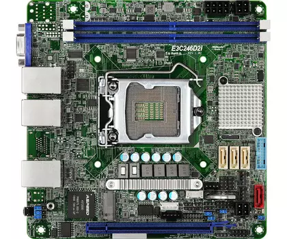 Материнская плата ASRock E3C246D2I, 1xSocket1151, iC246, 2xDDR4, PCI-Ex16, 1xM.2-PCI-E/SATA 3.0, 4SATA3, 2GLAN, 2xUSB 2.0, VGA, mini-ITX, Retail (E3C246D2I)
