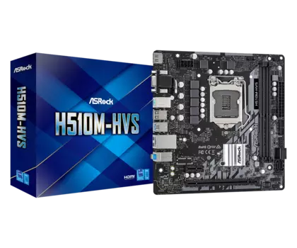 Материнская плата ASRock H510M-HVS, Socket1200, Intel H510, 2xDDR4, PCI-Ex16, 4SATA3, 7.1-ch, GLAN, 4 USB 3.2, VGA, HDMI, mATX, Retail