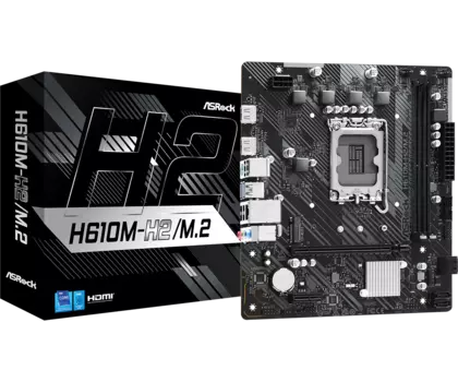 Материнская плата ASRock H610M-H2/M.2, Socket1700, Intel H610, 2xDDR4, PCI-Ex16, 4SATA3, 7.1-ch, GLAN, 4 USB 3.2, HDMI, mATX, Retail