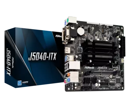 Материнская плата ASRock J5040-ITX, SoC, Intel Pentium J5040, встроен в мат.плату, 2xDDR4 SODIMM, 4SATA3, 7.1-ch, GLAN, 4USB 3.2, VGA, DVI, HDMI, mini-ITX, Retail