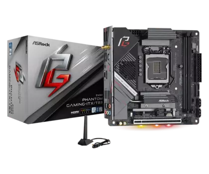 Материнская плата ASRock Z490 PHANTOM GAMING-ITX/TB3, Socket1200, Intel Z490, 2xDDR4, PCI-Ex16, 4SATA3, 7.1-ch, 2.5GLAN, 7USB 3.2, USB Type-C, HDMI, DisplayPort, mini-ITX, Retail
