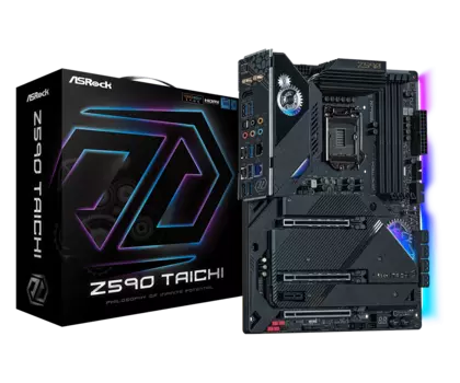 Материнская плата ASRock Z590 TAICHI, Socket1200, Intel Z590, 4xDDR4, 3PCI-Ex16, 6SATA3, 7.1-ch, GLAN, 2.5GLAN, 10USB 3.2, USB Type-C, HDMI, ATX, Retail