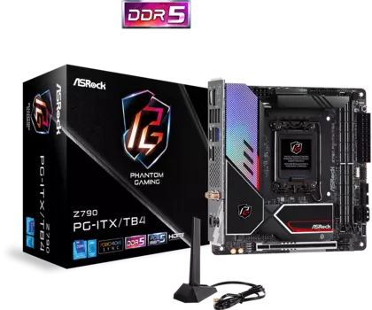 Материнская плата ASRock Z790 PG-ITX/TB4, Socket1700, Intel Z790, 2xDDR5 DIMM, PCI-Ex16, 3SATA3, 7.1-ch, 2.5GLAN, 8 USB 3.2, HDMI, DP, mini-ITX, Retail