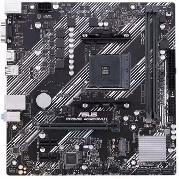 Материнская плата ASUS PRIME A520M-K, SocketAM4, AMD A520, 2xDDR4, PCI-Ex16, 4SATA3, 7.1-ch, GLAN, 6 USB 3.2, VGA, HDMI, mATX, Retail