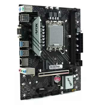 Материнская плата AFOX B760D4-MA5-V2, Socket1700, Intel B760, 2xDDR4, PCI-Ex16, 3SATA3, 5.1-ch, GLAN, 6 USB 3.2, VGA, HDMI, DP, mATX, Retail