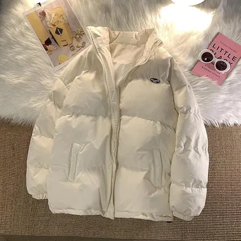 Зимняя уличная одежда на молнии, однотонные парки, женская куртка Tide Ins, корейская версия, верхняя одежда, свободная повседневная куртка Y2K с подкладкой, пальто S синий