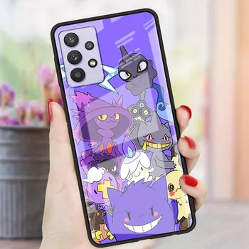 Стеклянный чехол для Samsung Galaxy A52 A51 A71 A50 A21s A12 A70 A31 A53 A72 A32 A13 A41 A30 A10 A23, чехол для телефона с милым Пикачу и покемоном Samsung A30