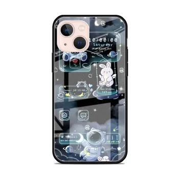 Astronaut Cartoon Glass Case For Apple iPhone 14 13 11 12 Pro 7 XR X XS Max 8 6 6s Plus SE 2022 13Pro Tempered Phone Tampa iPhone 7Plus(8 Plus)