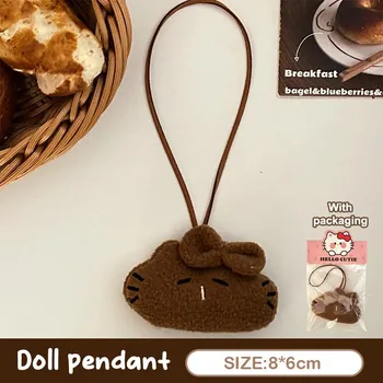 Cute Cat Plush Toy Lanyard Cartoon Kitten Soft Stuffed Doll Pendant Backpack Bag Decor Kid Gift чёрный