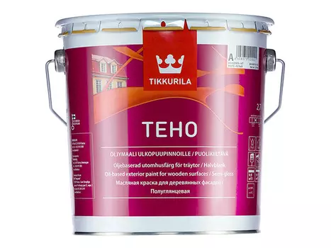 краска алкидная фасадная TIKKURILA Teho для дерева база A 2,7л белая, арт.26060010130