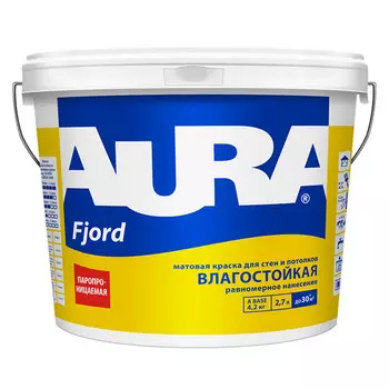 краска AURA FJORD для стен и потолков влагостойкая 2,7л, арт.4607003914622