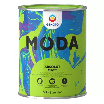 краска акриловая ESKARO Moda Absolut Matt база TR для стен и потолков 0,9л бесцв, арт.4630042541078
