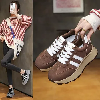 Fashion AJGS Luxury Sneakers Shoes Women Autumn New Brand Vintage Versatile Casual Lightweight Thick Sole Dad s Shoes Platform Shoes 35 коричневый