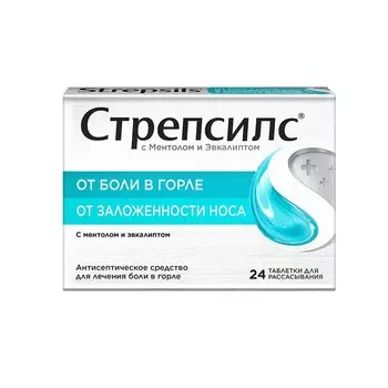 Стрепсилс с Ментолом и Эвкалиптом таблетки для рассасывания 24 шт